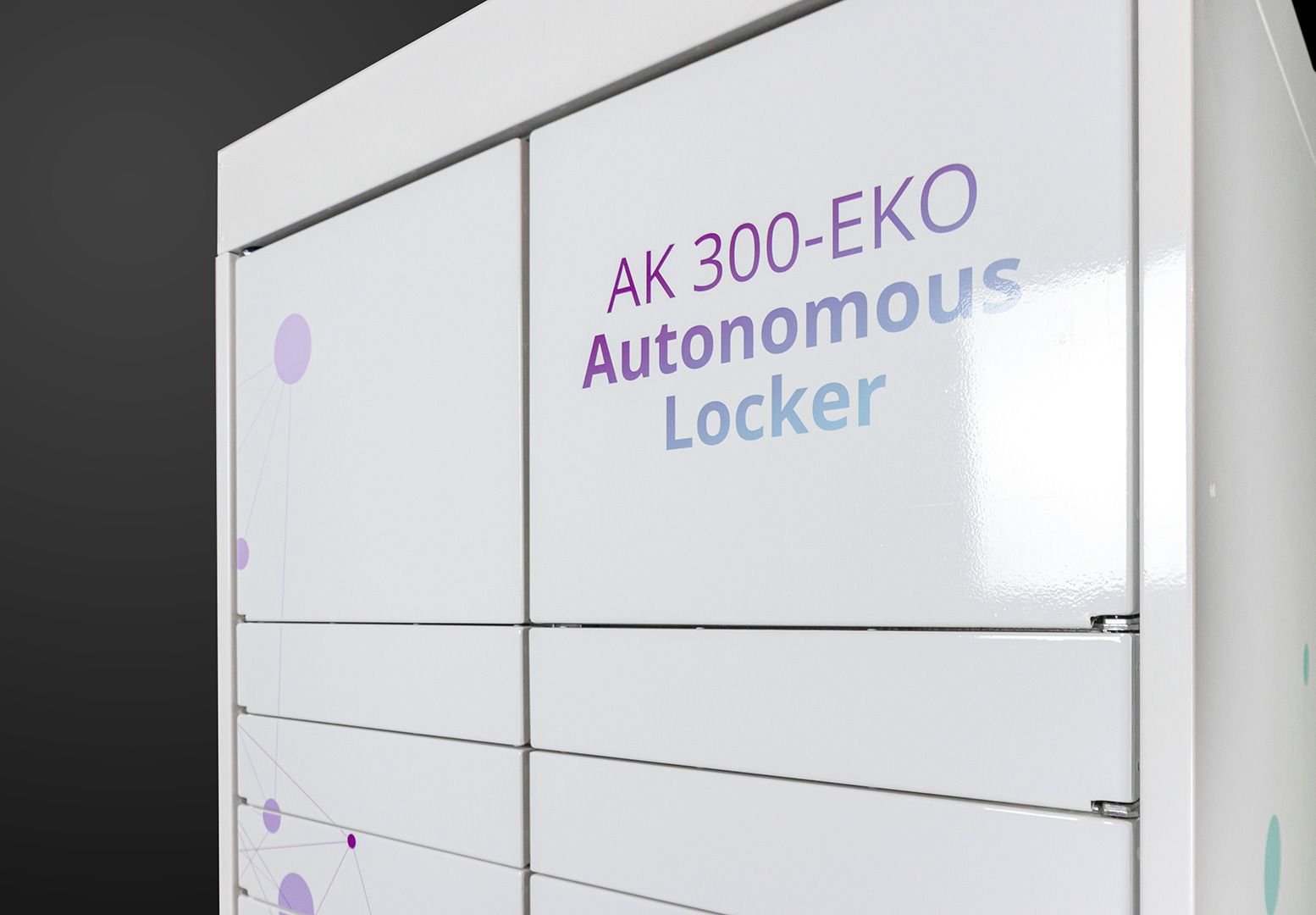 Close-up view of the solar panel smart locker doors with locks