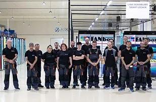 Arka team photo inside the most advanced industrial automation factory in Central Europe